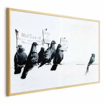 Plakat Ksenofobiczne gołębie 30x21 cm z ramą złotą bez marginesu