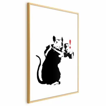 Plakat Szczur fotograf 29,7x42 cm z ramą złotą bez marginesu