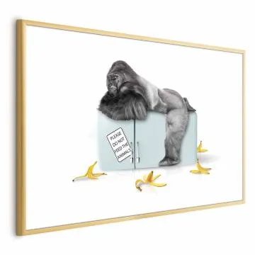 Plakat Głodny goryl 30x21 cm z ramą złotą z marginesem