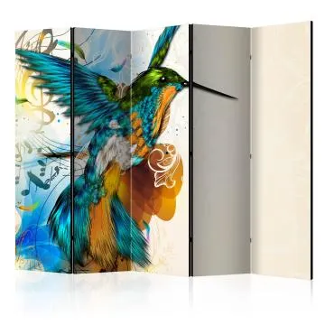 Parawan jednostronny Zwierzęta 225x172 cm 5-częściowy wielokolorowy