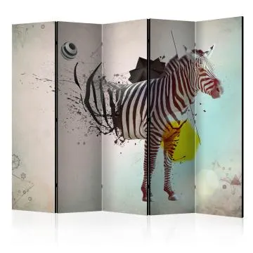 Parawan dwustronny Dla dzieci 225x172 cm 5-częściowy beżowy