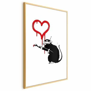 Plakat Love Rat 29,7x42 cm z ramą złotą z marginesem