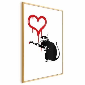 Plakat Love Rat 29,7x42 cm z ramą złotą bez marginesu