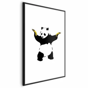 Plakat Panda with Guns 21x30 cm z ramą czarną z marginesem