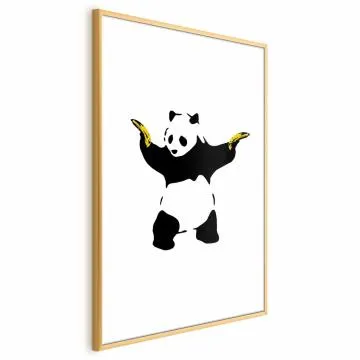 Plakat Panda with Guns 60x90 cm z ramą złotą z marginesem