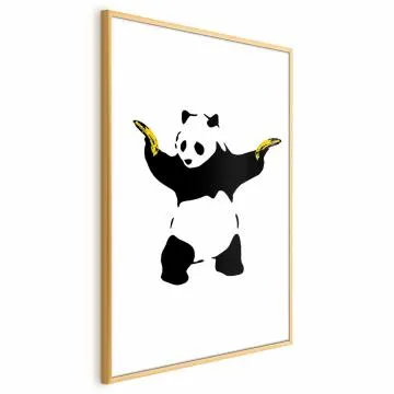 Plakat Panda with Guns 60x90 cm z ramą złotą bez marginesu