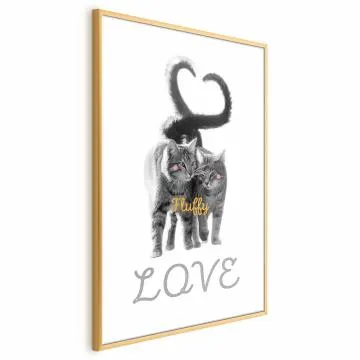 Plakat Fluffy Love 60x90 cm z ramą złotą bez marginesu
