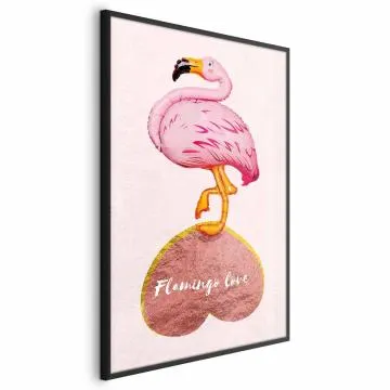 Plakat Zakochany flaming 60x90 cm z ramą czarną bez marginesu