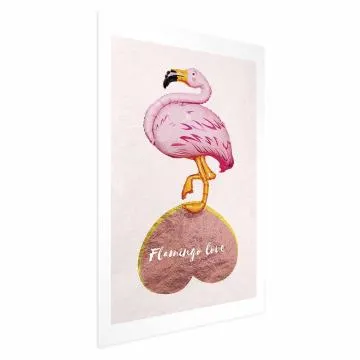 Plakat Zakochany flaming 29,7x42 cm bez ramy z marginesem