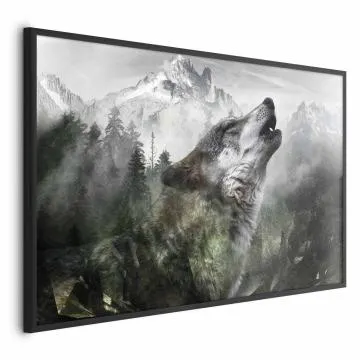 Plakat Wyjący wilk 30x21 cm z ramą czarną bez marginesu