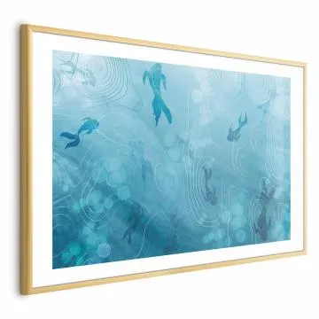 Plakat Japoński staw 60x40 cm z ramą złotą z marginesem
