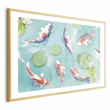 Plakat Staw w Japonii 30x21 cm z ramą złotą z marginesem