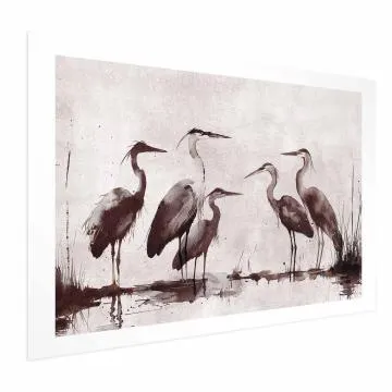 Plakat Malowane czaple 30x21 cm bez ramy z marginesem