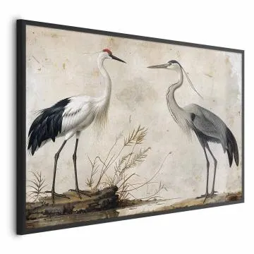 Plakat Ptaki z ryciny 90x60 cm z ramą czarną bez marginesu