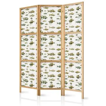 Parawan japoński Zwierzęta 135x172 cm 3-częściowy beżowy