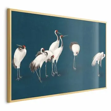Plakat Wieczór nad stawem 90x60 cm z ramą złotą bez marginesu