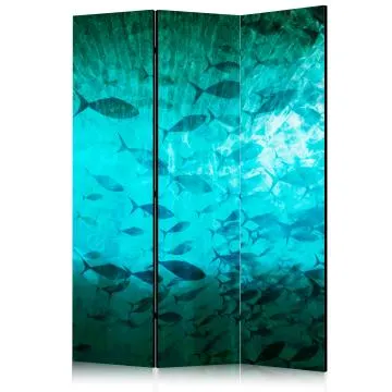 Parawan dwustronny Zwierzęta 135x172 cm 3-częściowy turkusowy