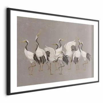 Plakat Taniec żurawi 30x21 cm z ramą czarną z marginesem