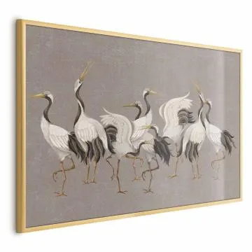 Plakat Taniec żurawi 30x21 cm z ramą złotą bez marginesu