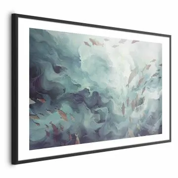 Plakat Ryby w oceanie 30x21 cm z ramą czarną z marginesem
