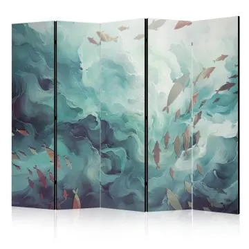 Parawan jednostronny Zwierzęta 225x172 cm 5-częściowy szary