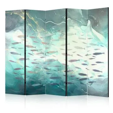 Parawan jednostronny Zwierzęta 225x172 cm 5-częściowy beżowy