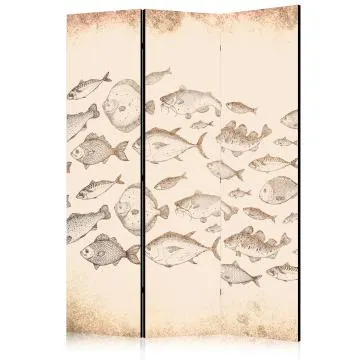 Parawan dwustronny Zwierzęta 135x172 cm 3-częściowy beżowy