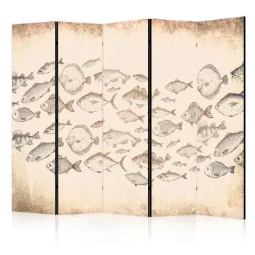 Parawan dwustronny Zwierzęta 225x172 cm 5-częściowy beżowy