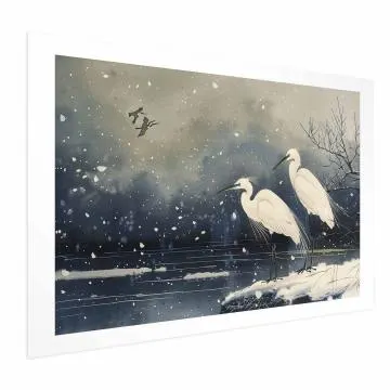 Plakat Czaple nad stawem 90x60 cm bez ramy z marginesem
