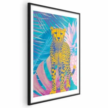 Plakat Egzotyczny Lampart 21x30 cm z ramą czarną z marginesem