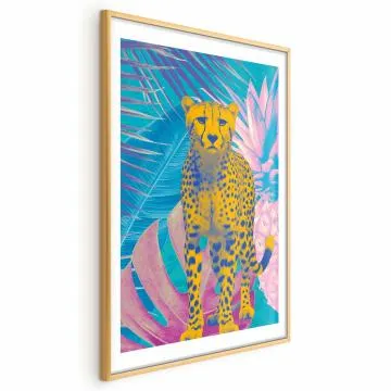 Plakat Egzotyczny Lampart 40x60 cm z ramą złotą z marginesem