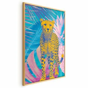 Plakat Egzotyczny Lampart 21x30 cm z ramą złotą bez marginesu