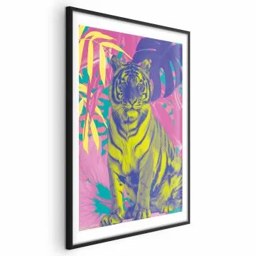 Plakat Kolorowy tygrys 40x60 cm z ramą czarną z marginesem