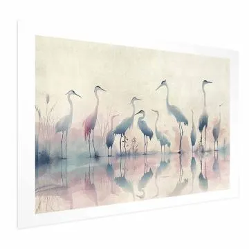 Plakat Ptaki nad jeziorem 30x21 cm bez ramy z marginesem