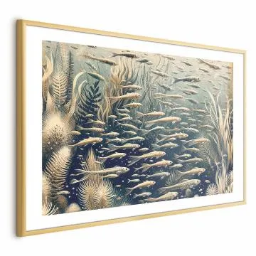 Plakat Oceaniczna przyroda 60x40 cm z ramą złotą z marginesem