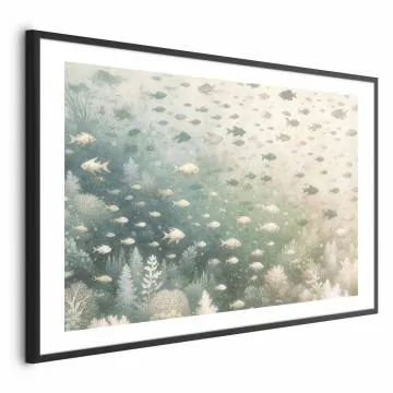 Plakat Morski świat 90x60 cm z ramą czarną z marginesem