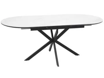 Stół rozkładany GASTON Ceramic 140(180)x80 biały mat/ czarny