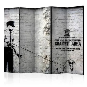 Parawan akustyczny Street art 225x172 cm 5-częściowy czarny