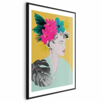 Plakat Kwiaty we włosach 60x90 cm z ramą czarną z marginesem
