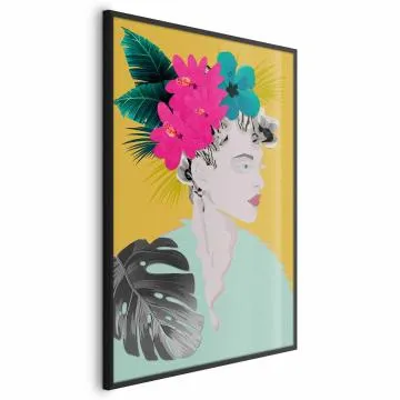 Plakat Kwiaty we włosach 40x60 cm z ramą czarną bez marginesu
