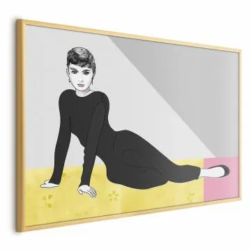 Plakat Piękna Audrey 42x29,7 cm z ramą złotą bez marginesu