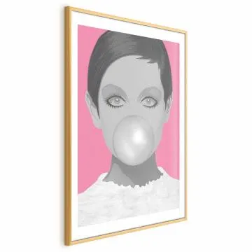 Plakat Guma balonowa 21x30 cm z ramą złotą z marginesem