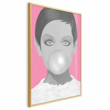 Plakat Guma balonowa 21x30 cm z ramą złotą bez marginesu