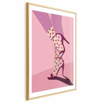 Plakat Skarpetki w truskawki 29,7x42 cm z ramą złotą z marginesem
