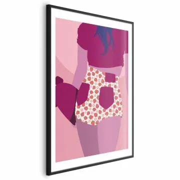 Plakat Spodenki w truskawki 60x90 cm z ramą czarną z marginesem