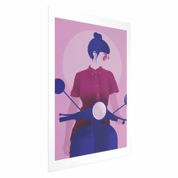 Plakat Kobieta na skuterze 21x30 cm bez ramy z marginesem