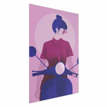 Plakat Kobieta na skuterze 21x30 cm bez ramy bez marginesu