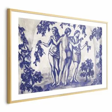 Plakat Antyczna winnica 90x60cm z ramą złotą z marginesem