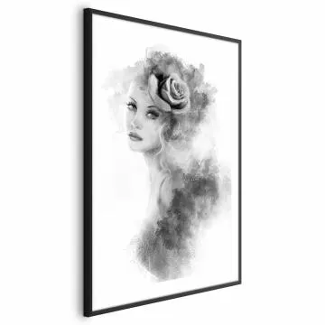 Plakat Akwarelowy portret 29,7 x 42 cm z ramą czarną i marginesem