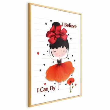 Plakat Fly 21x30 cm z ramą złotą z marginesem